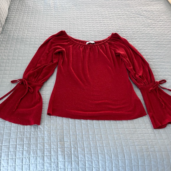 Bailey 44 Off-the-shoulder soft, red sweater with bell sleeves - Picture 4 of 7
